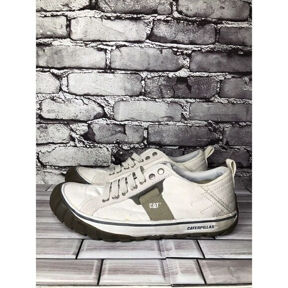 Caterpillar CAT Ivory Canvas Fabric Lace Low Top Work Shoes Men’s Sz 8M US/41EU - Picture 11 of 16